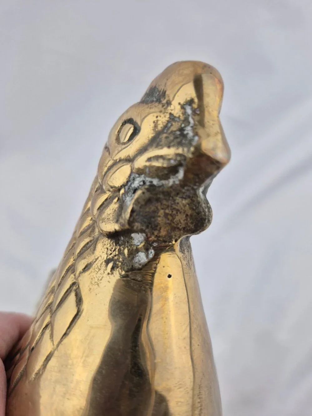 Vintage Brass Chicken Hen Figurine Large MCM Patina Farmhouse Country
